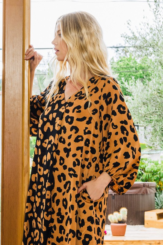 DaVida Leopard Dress-Brown