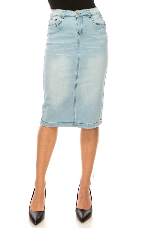 Joni Denim Skirt-Light Indigo Wash
