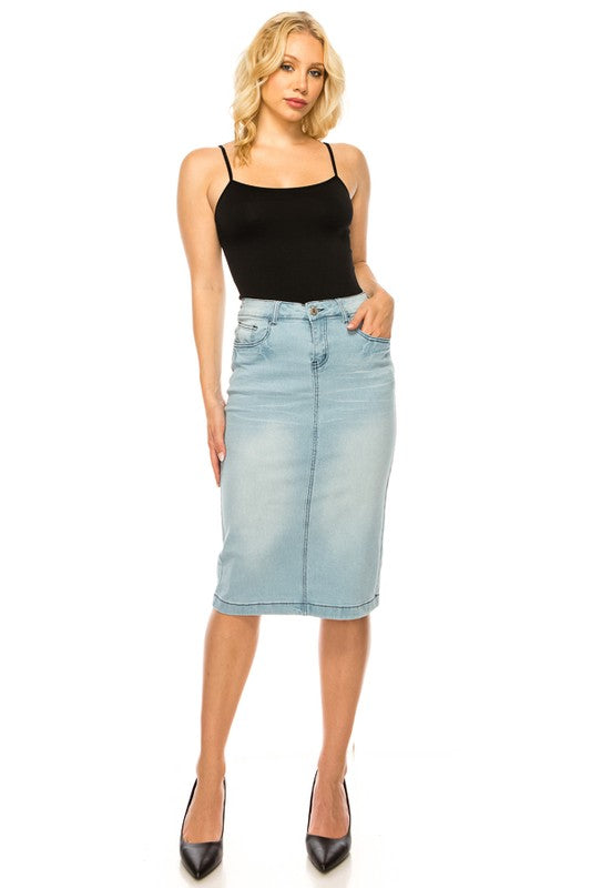 Joni Denim Skirt-Light Indigo Wash