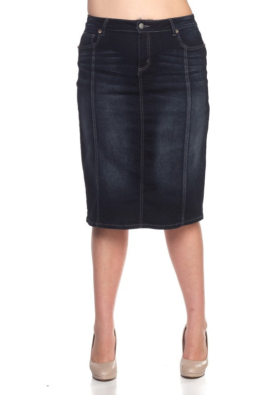 Cara Denim Skirt-Black Wash