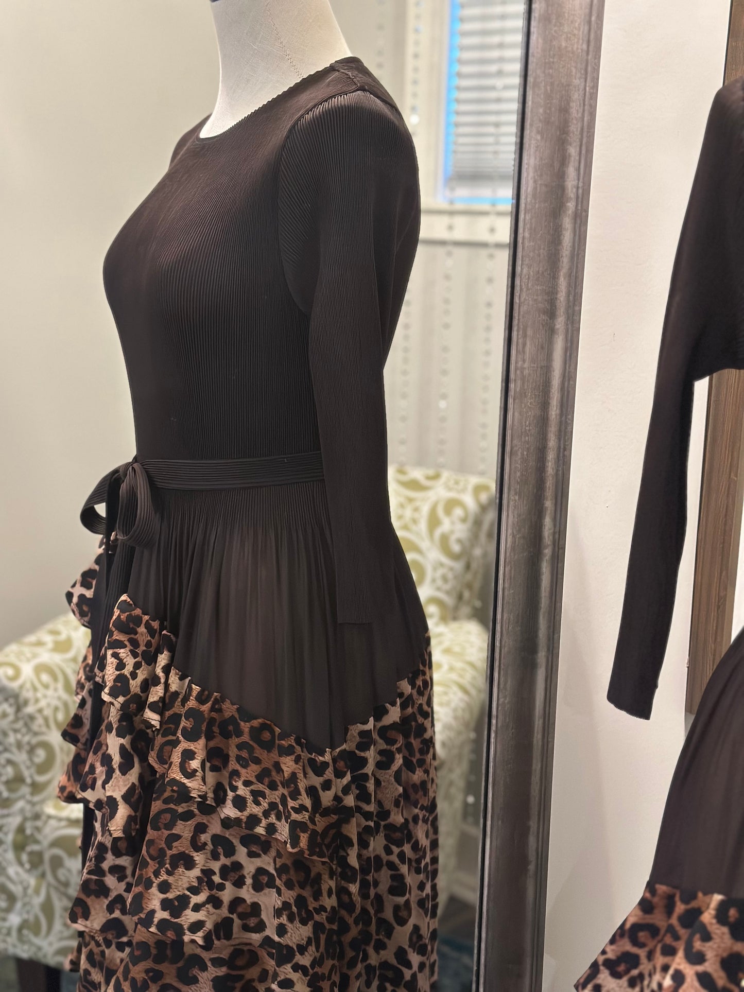 Emery Leopard Dress-Brown