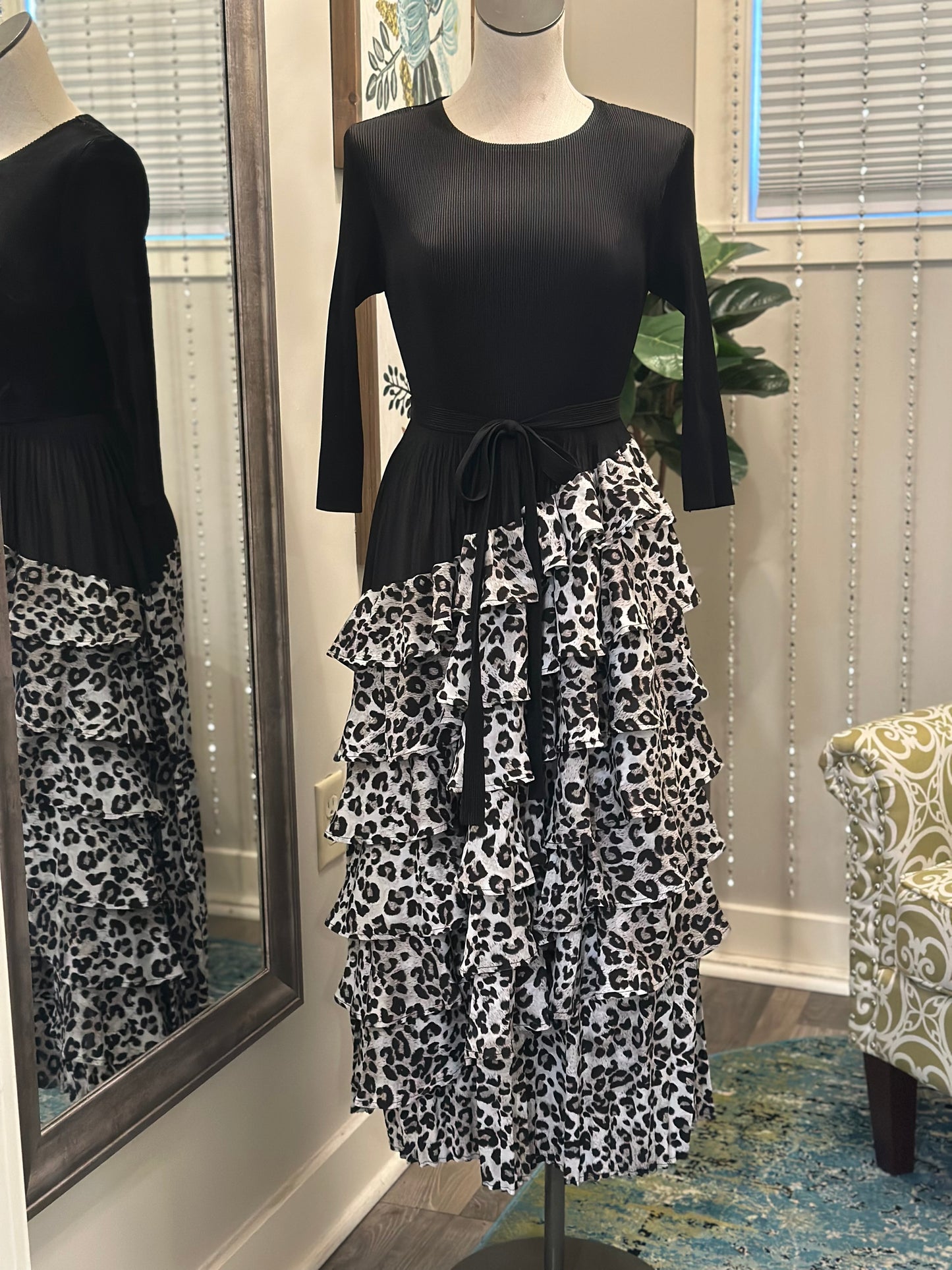 Emery Leopard Dress-Black