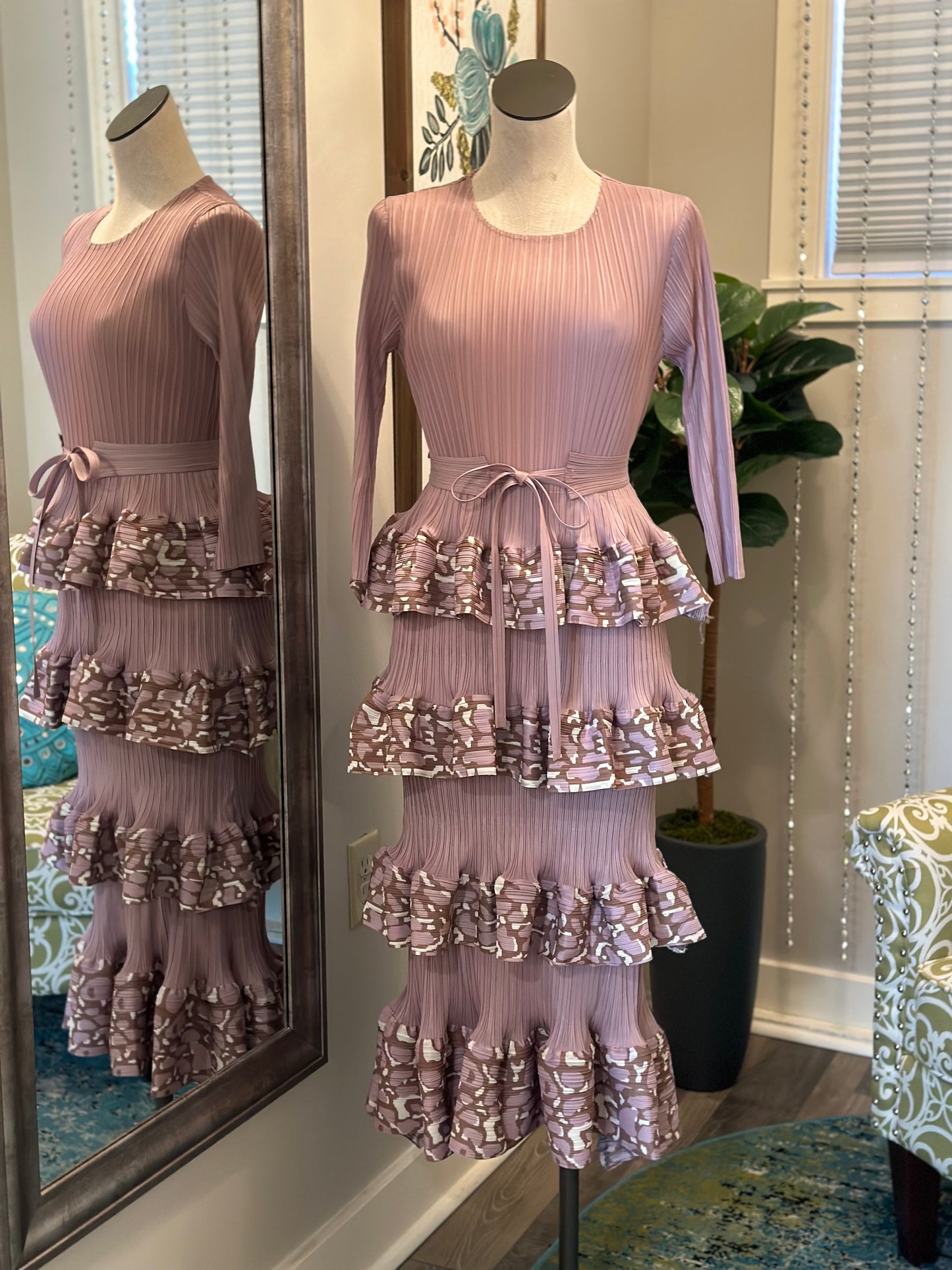 Alyssa Midi Dress-Rose Leopard