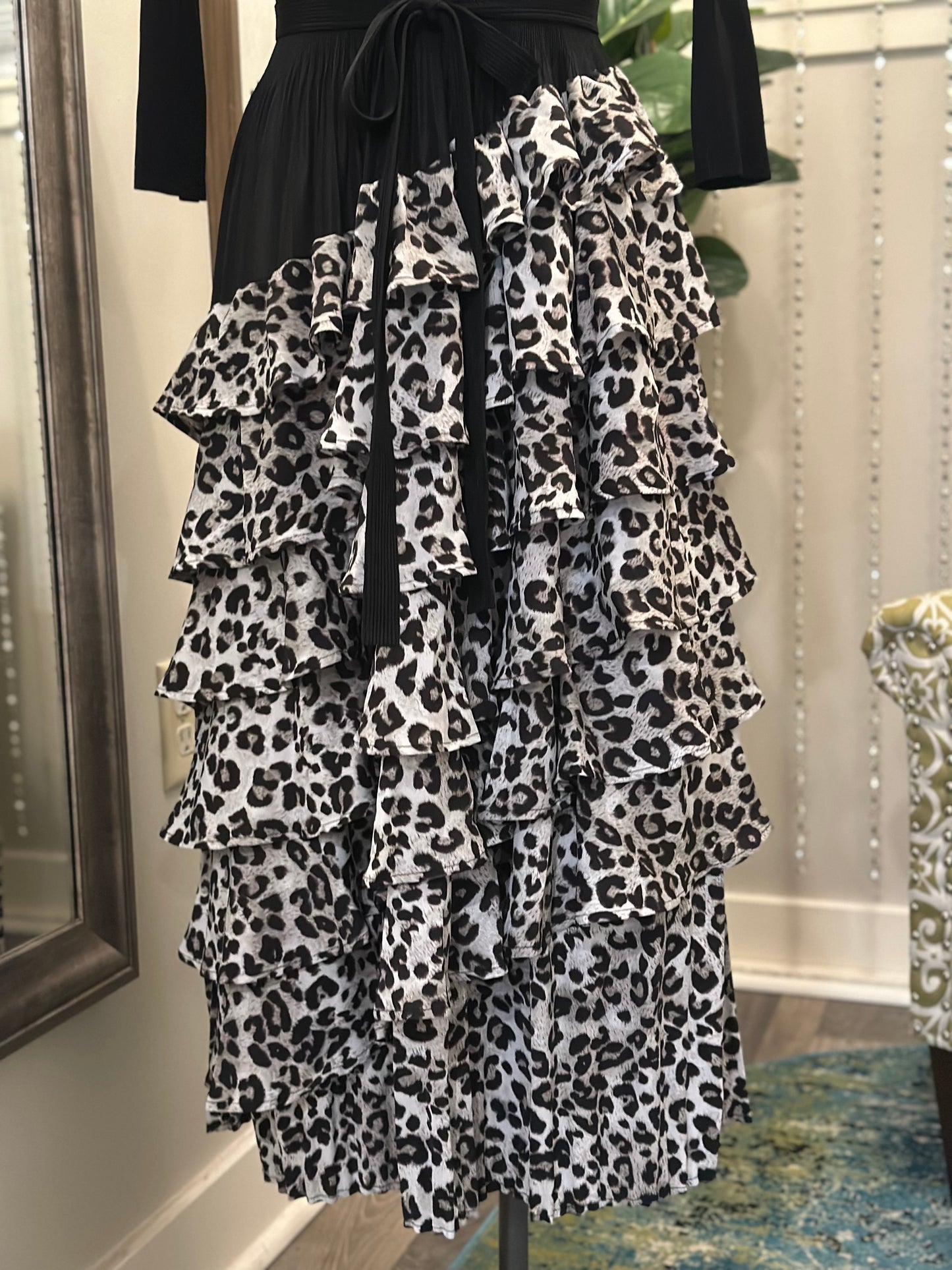 Emery Leopard Dress-Black