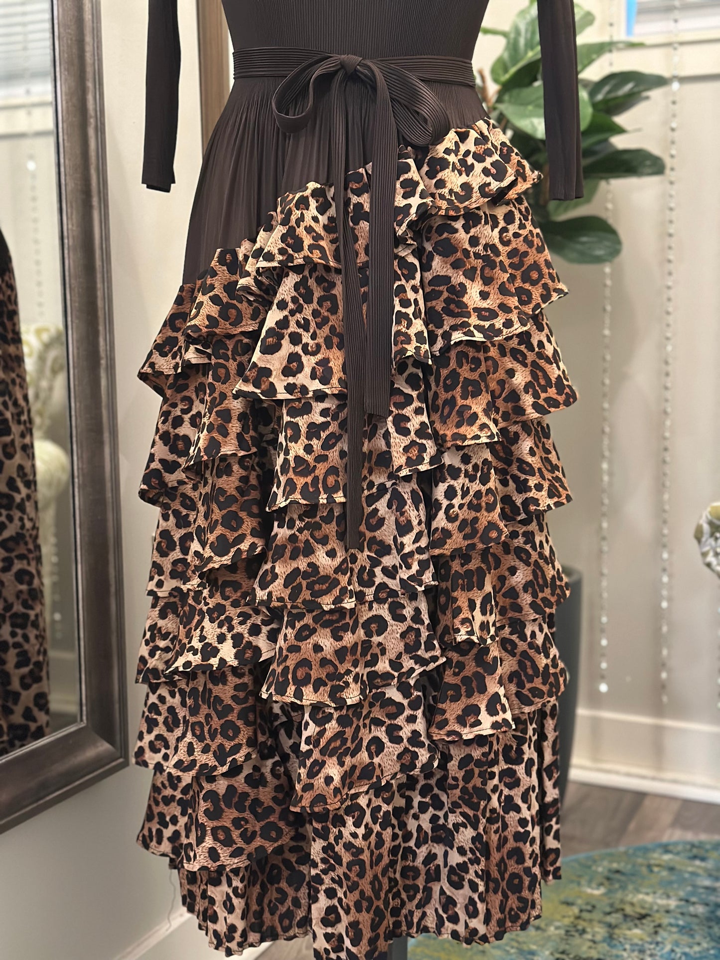 Emery Leopard Dress-Brown