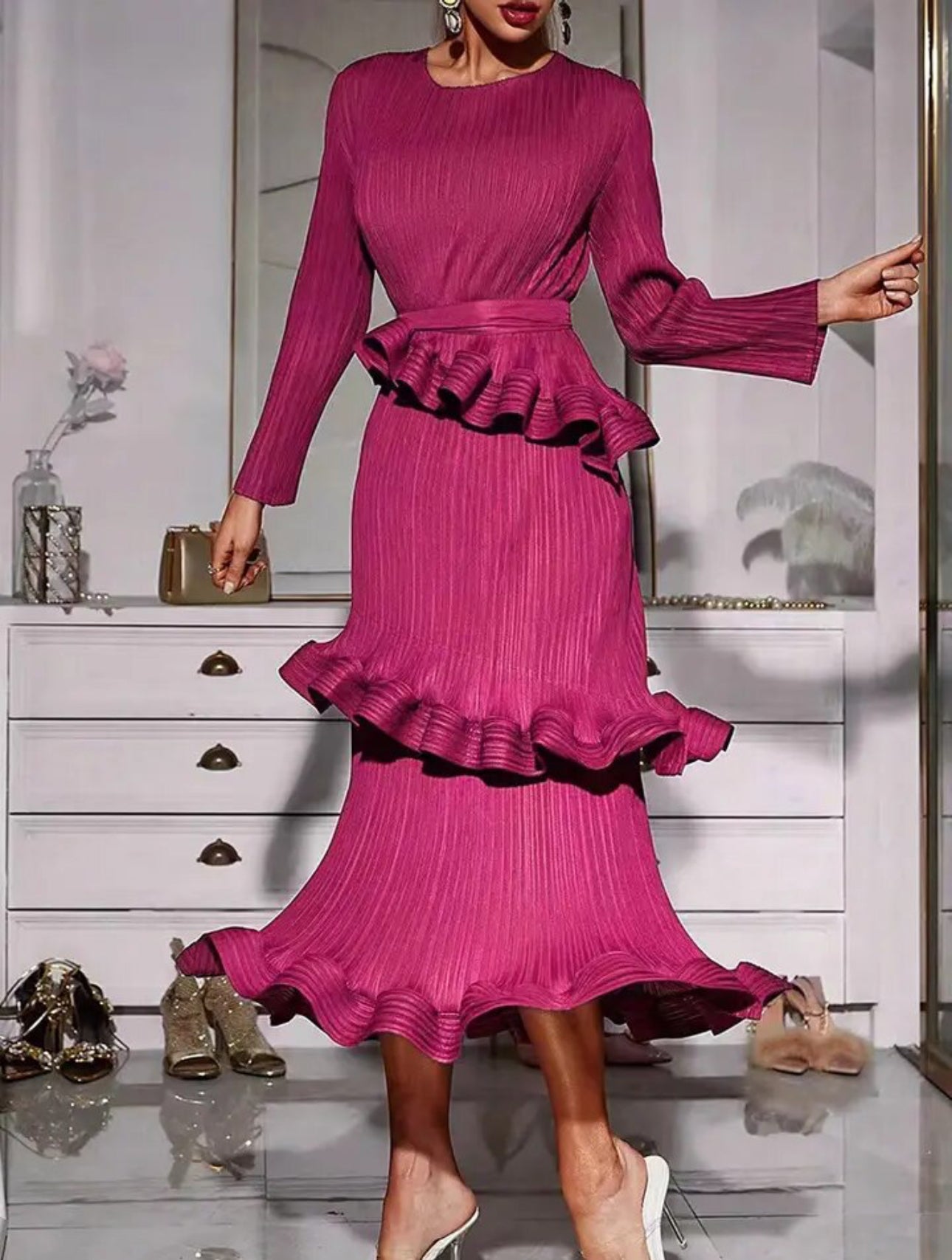 Kataleyna Dress-Rose Red