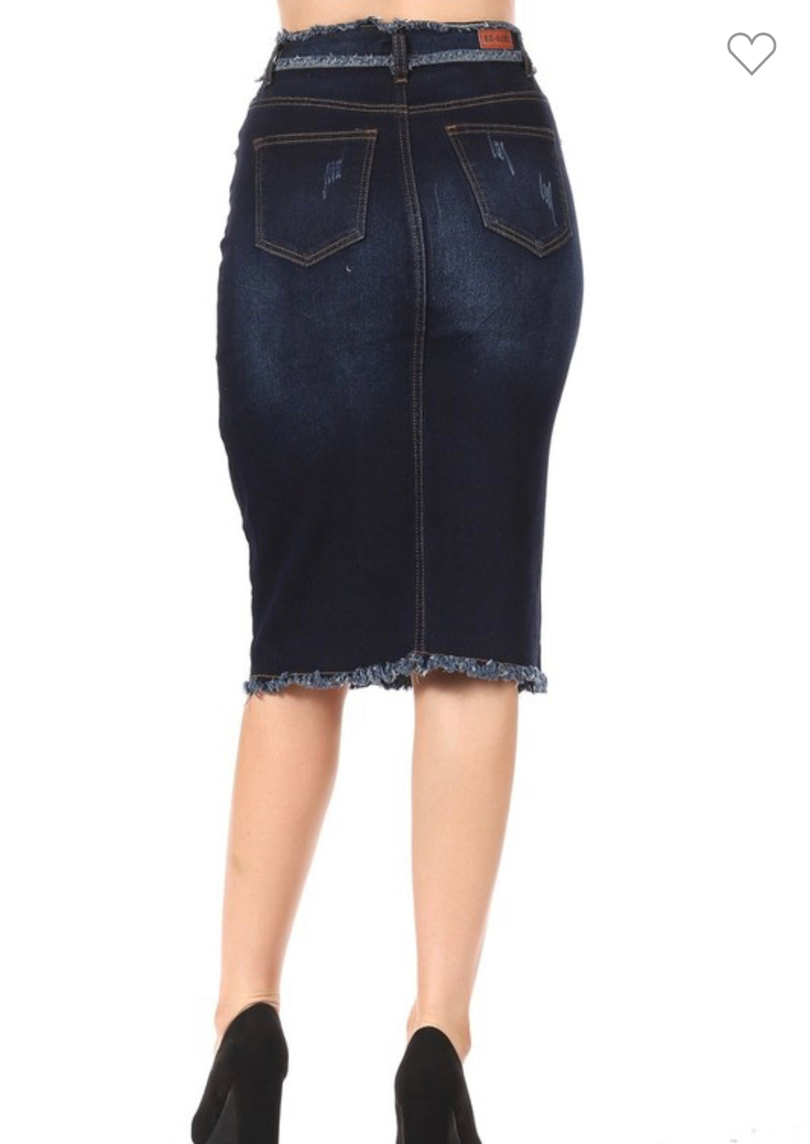 Freida Frayed Dark Indigo Denim Skirt