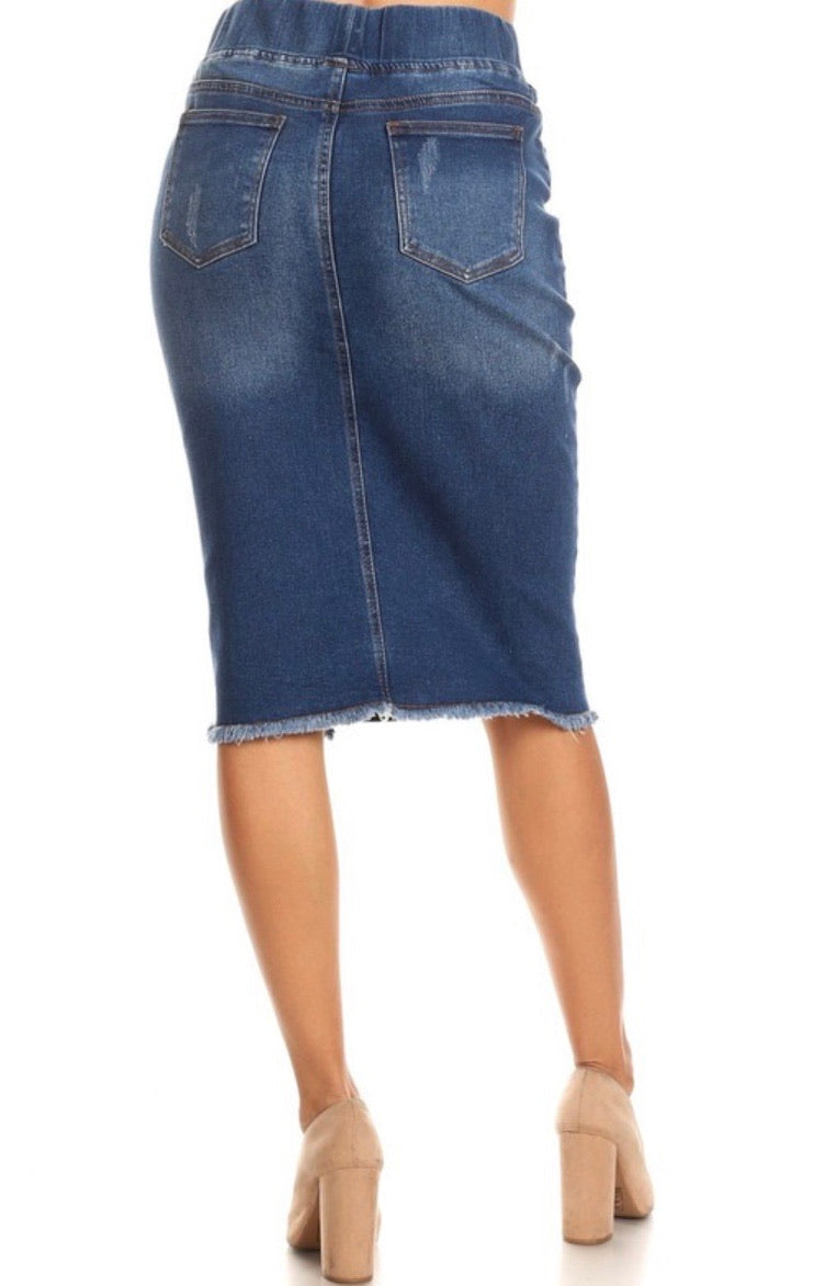 Callie Frayed Denim Skirt