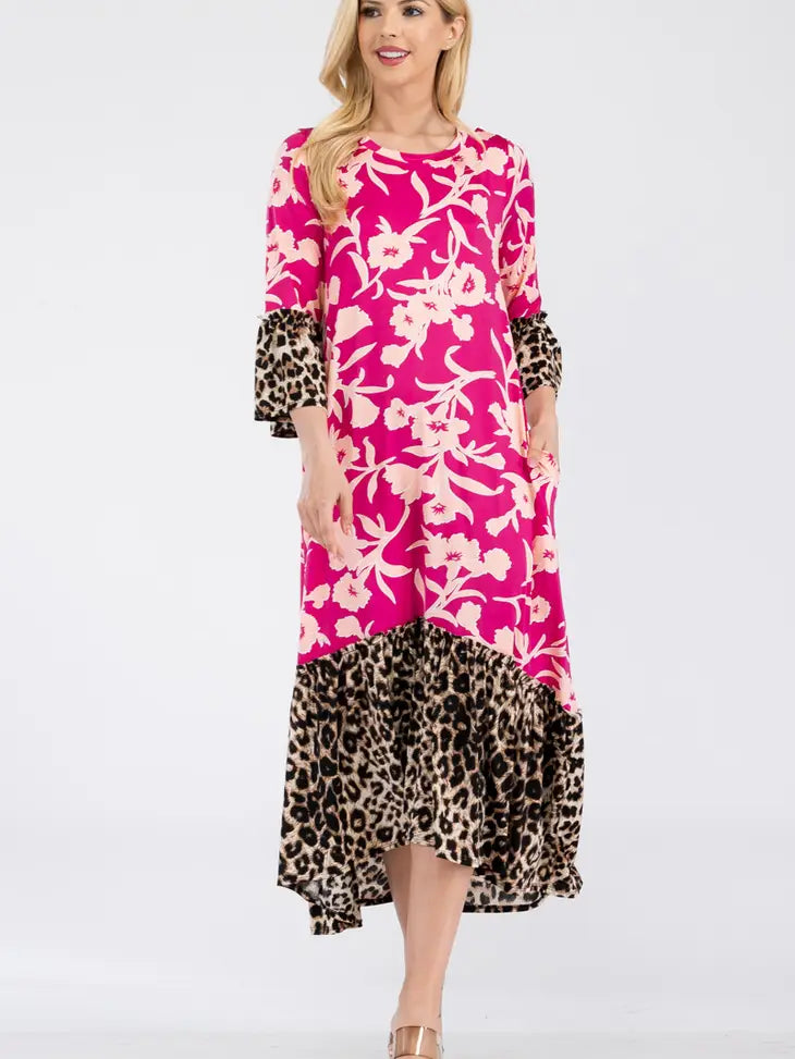 Nylah Dress-Fuchsia Leopard