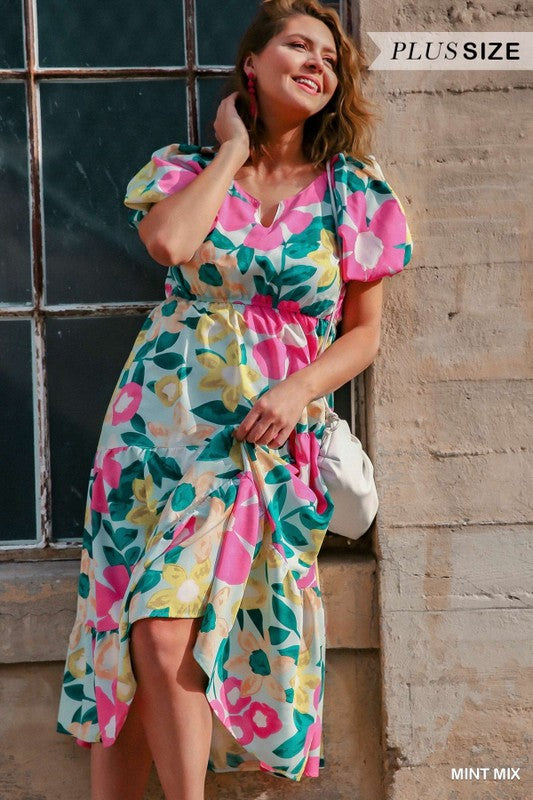 Aprica Floral Dress-Mint