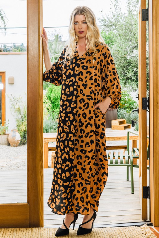 DaVida Leopard Dress-Brown