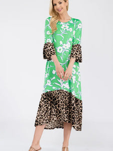Nylah Dress-Green Leopard