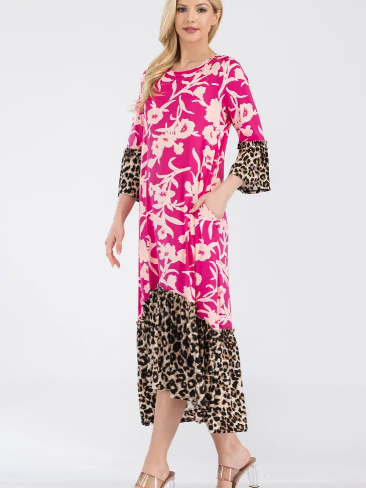 Nylah Dress-Fuchsia Leopard