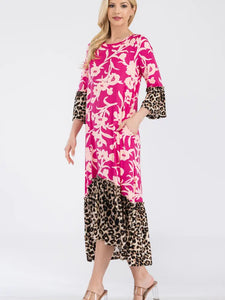 Nylah Dress-Fuchsia Leopard