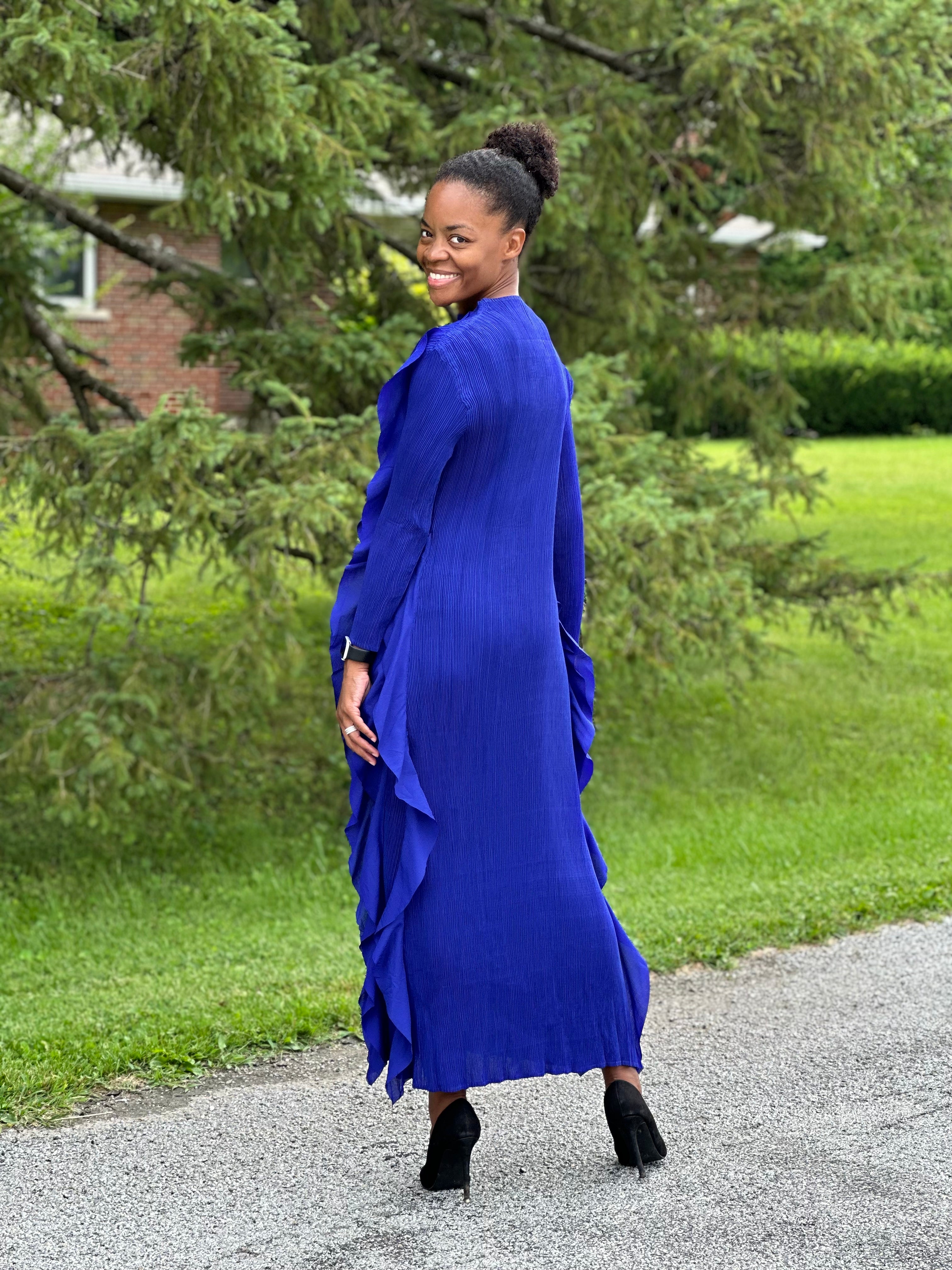 Zaylee Ruffled Dress-Royal