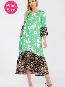 Nylah Dress-Green Leopard
