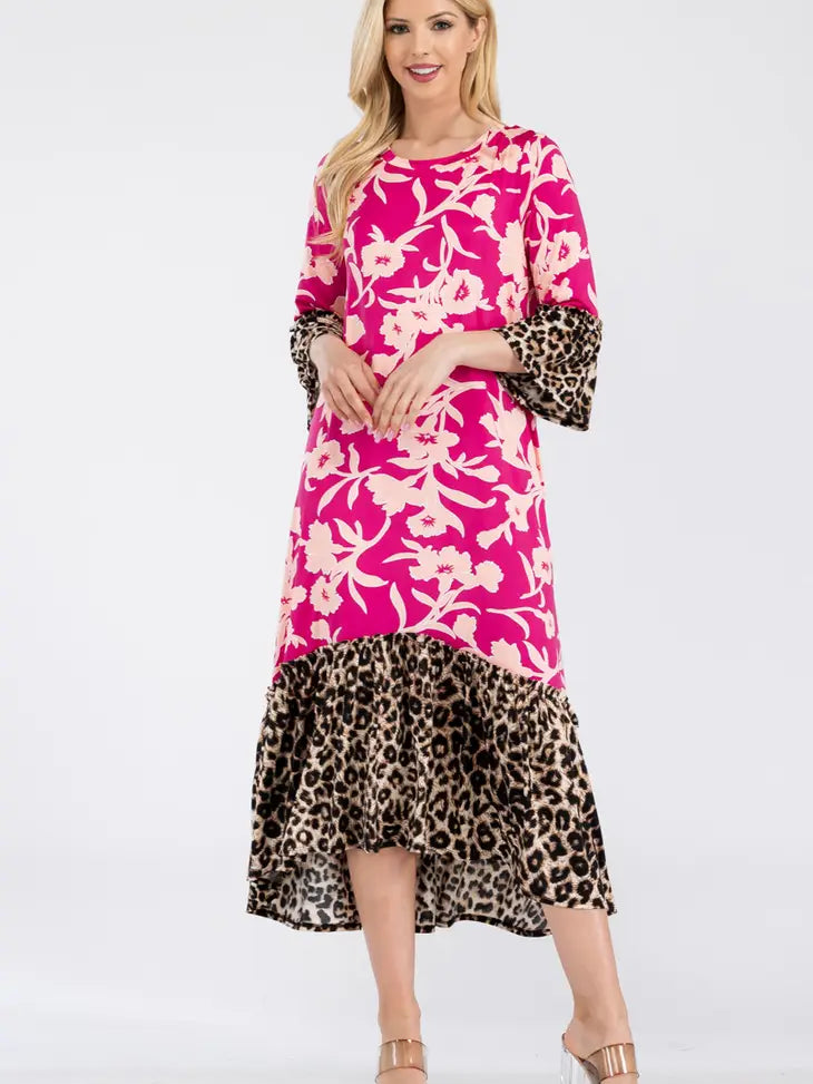 Nylah Dress-Fuchsia Leopard