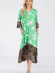 Nylah Dress-Green Leopard