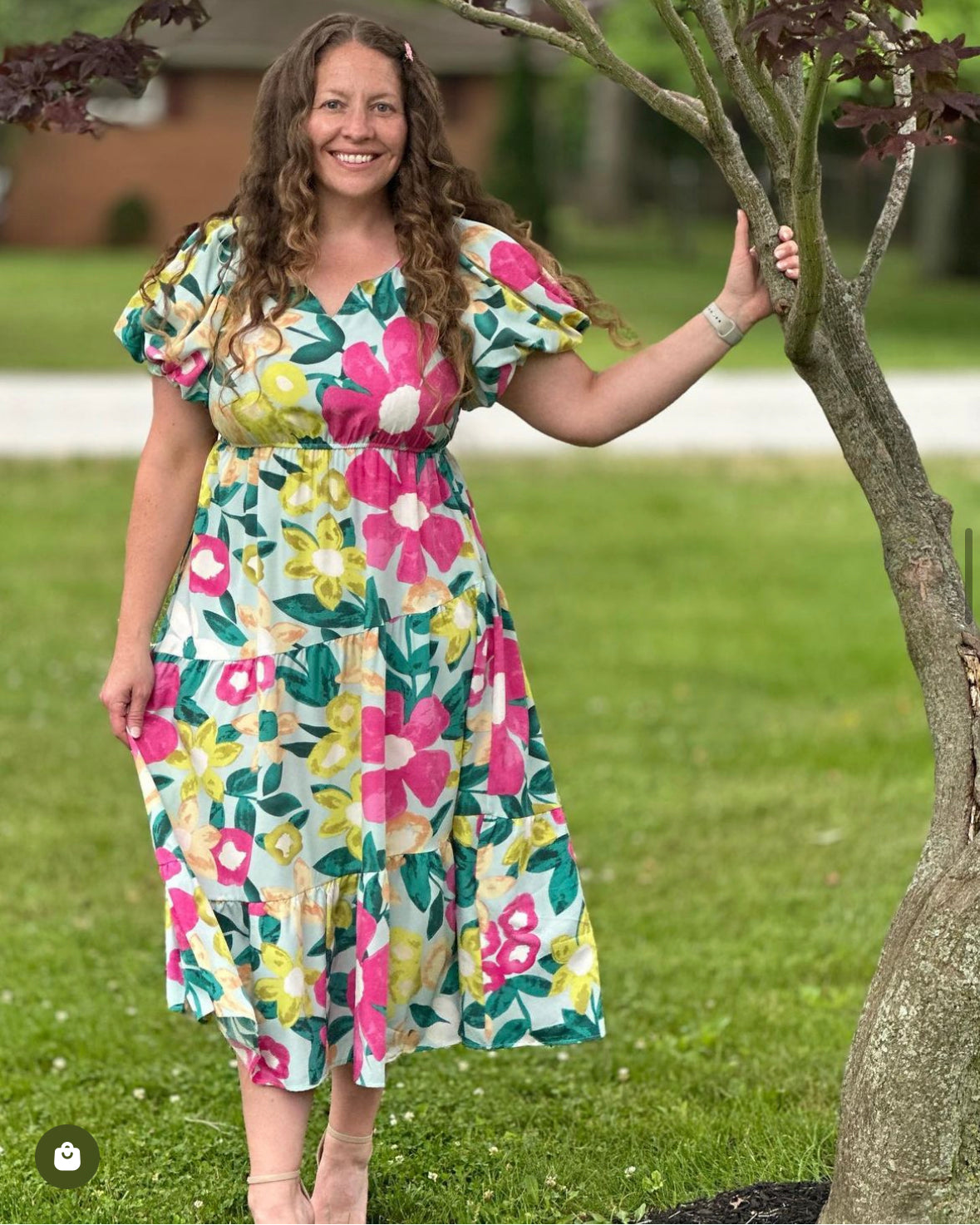 Aprica Floral Dress-Mint