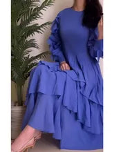 Georgia Ruffle Dress-Blue