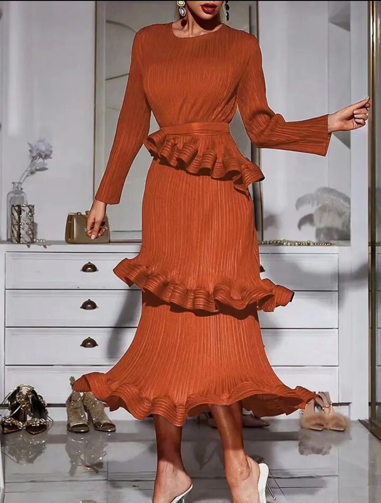 Kataleyna Dress-Rust