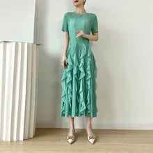 Miranda Pleated Dress-Seafoam