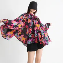 Silvie Print Blouse-Black