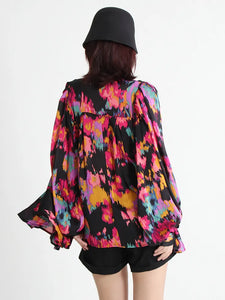 Silvie Print Blouse-Black