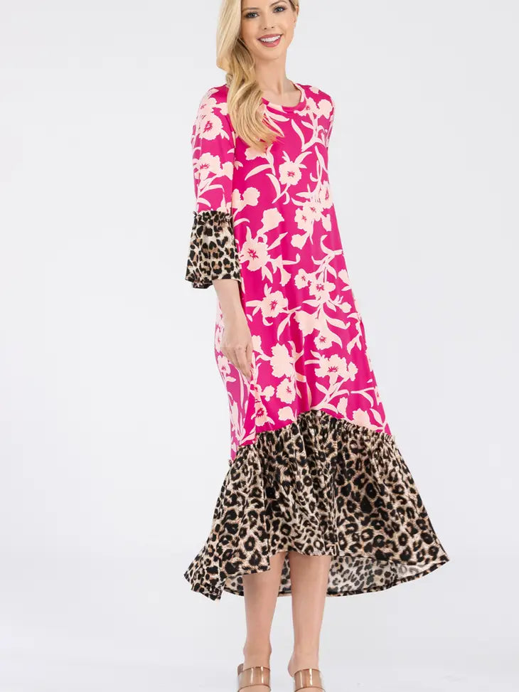 Nylah Dress-Fuchsia Leopard