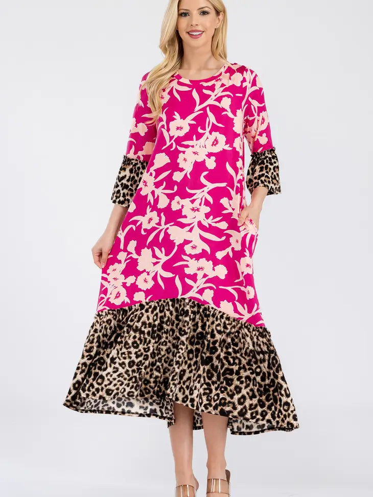 Nylah Dress-Fuchsia Leopard