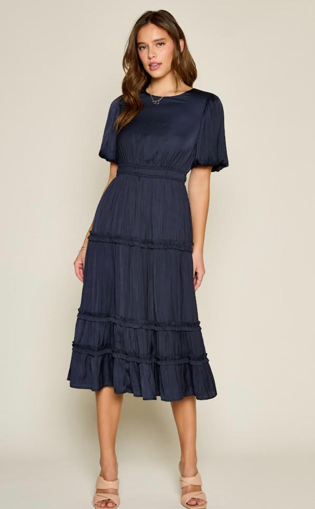 Plus Beatrice Midi Dress-Navy
