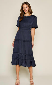 Plus Beatrice Midi Dress-Navy