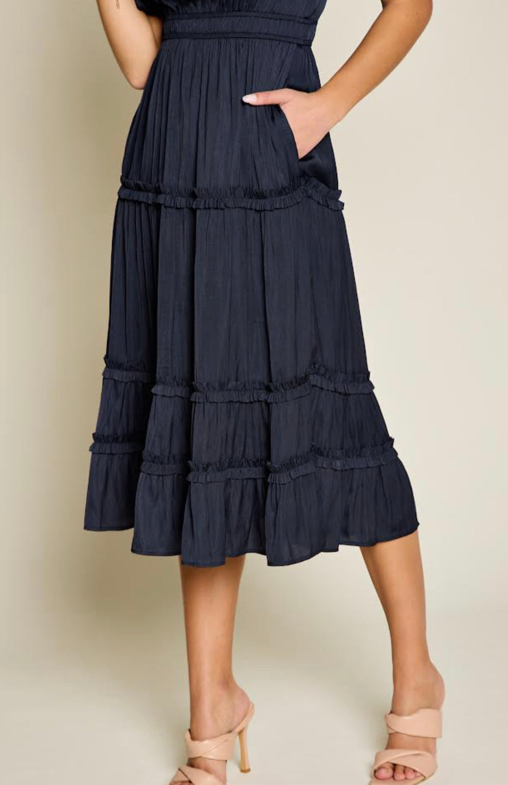 Plus Beatrice Midi Dress-Navy