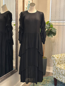 Georgia Ruffle Dress-Black estimated arrival 12/10