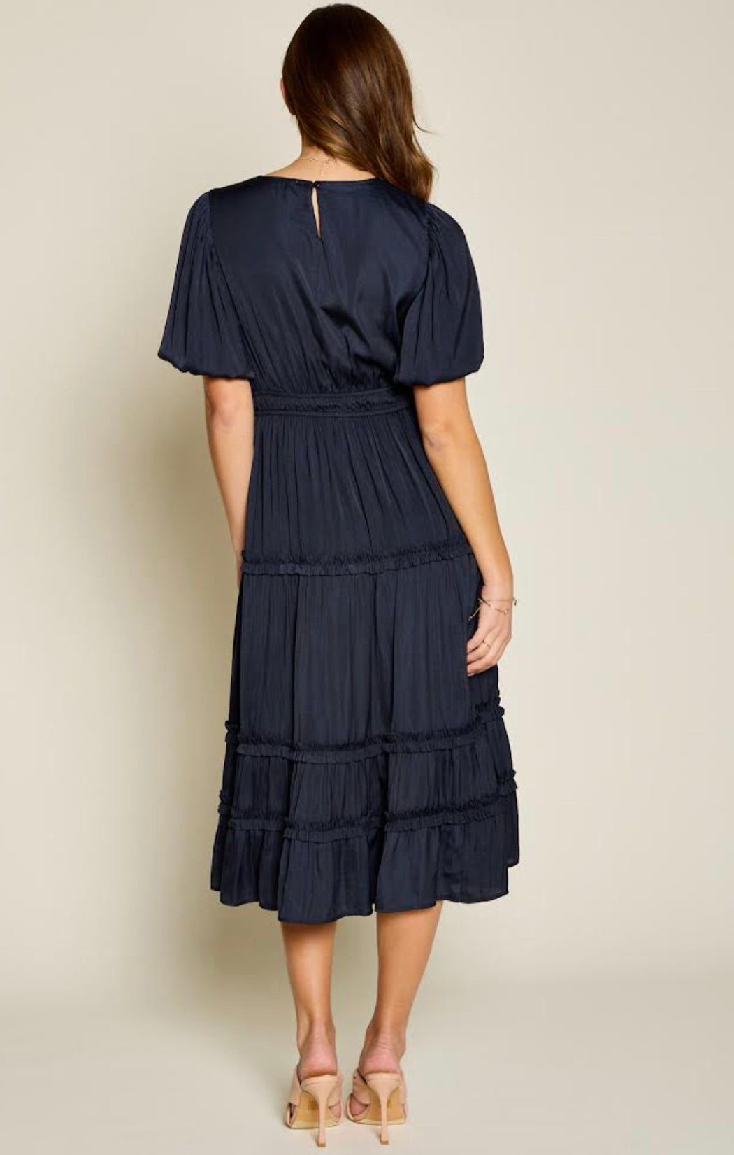 Plus Beatrice Midi Dress-Navy