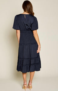 Plus Beatrice Midi Dress-Navy