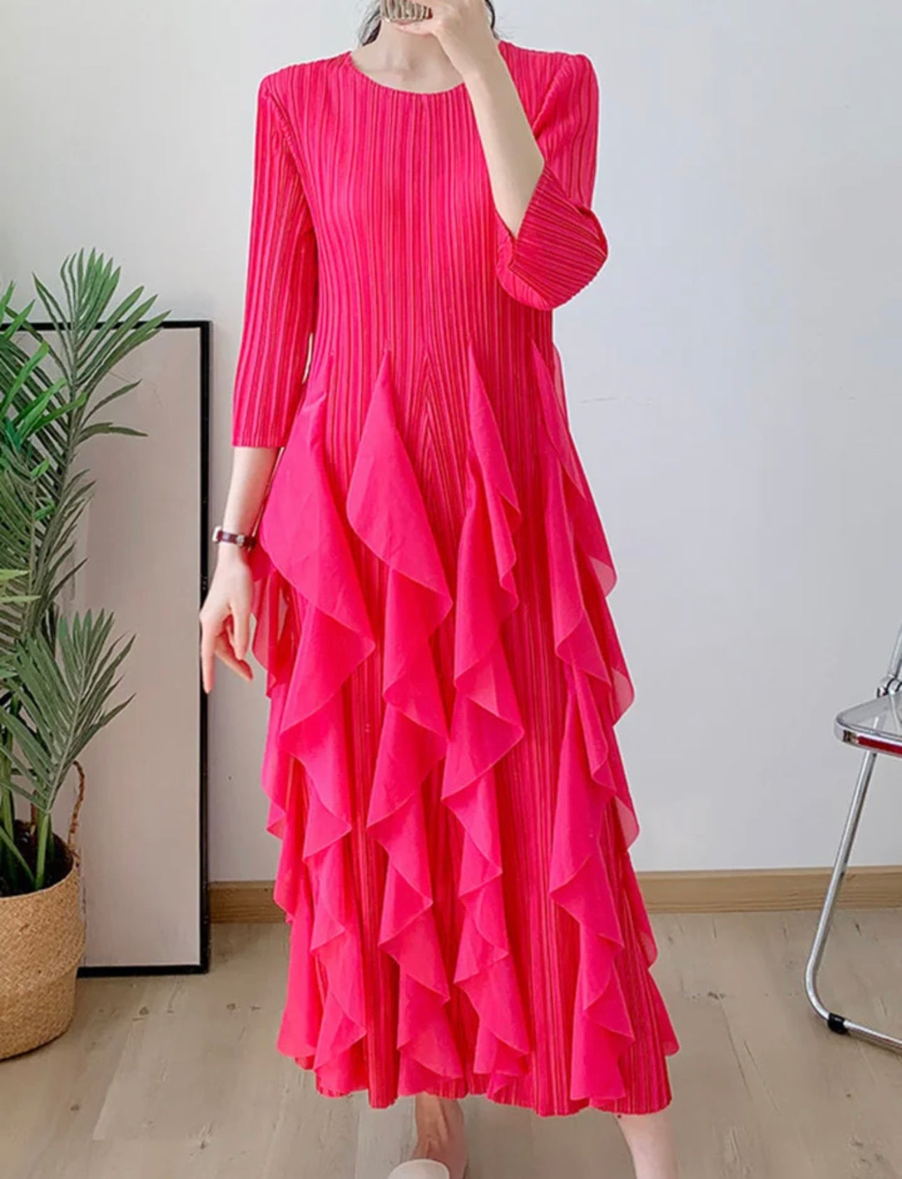 Sydney Midi Dress-Fuchsia