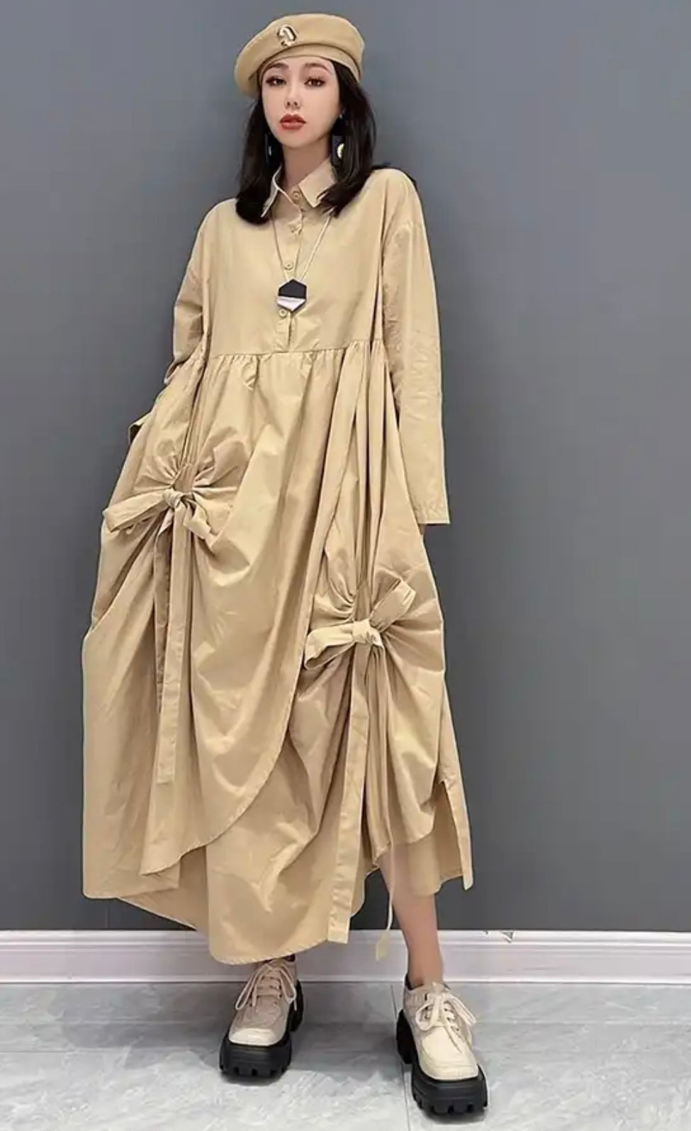 Paris Midi Dress-Khaki