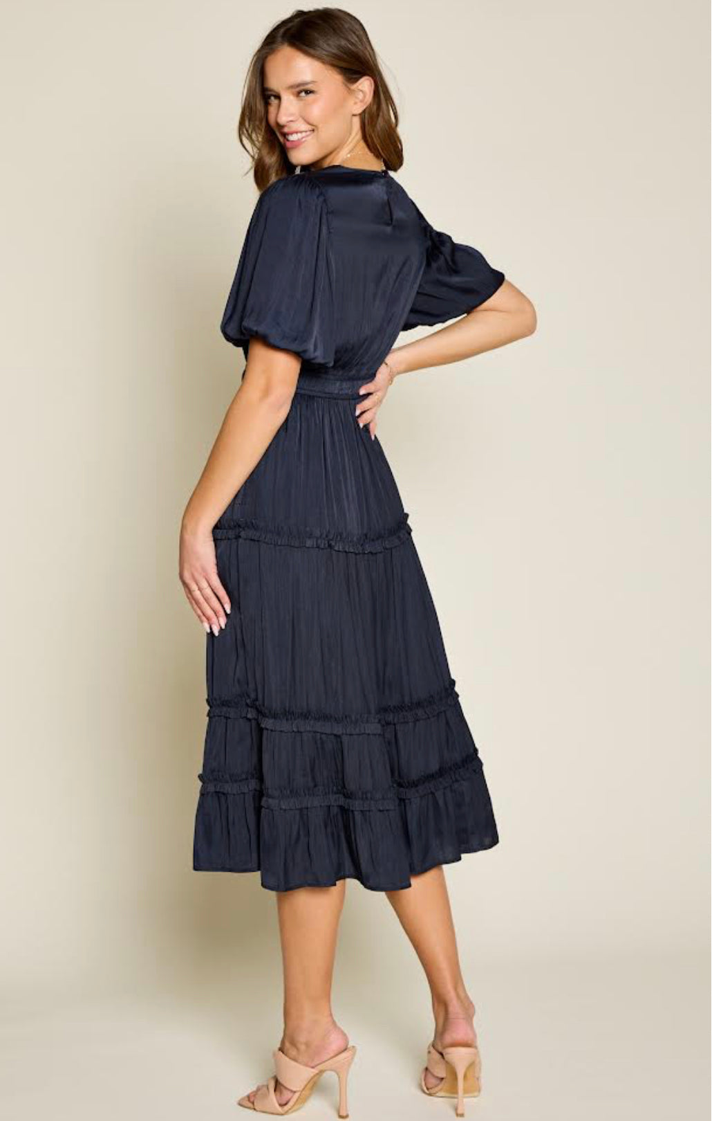 Plus Beatrice Midi Dress-Navy