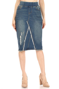 Callie Frayed Denim Skirt