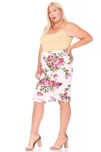 Bella Cream Pink Floral Skirt