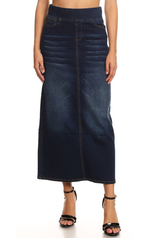 Callie long denim skirt