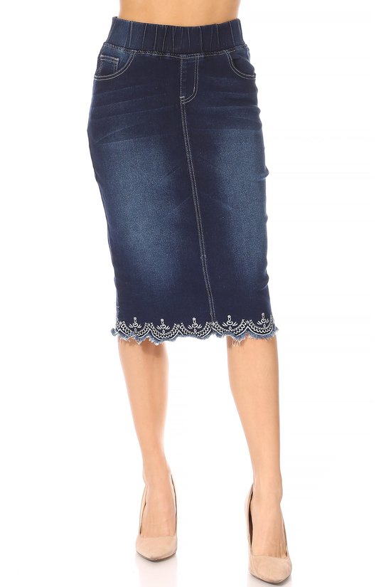 Callie Scalloped Denim Skirt