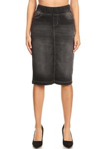 Callie Black Wash Denim Skirt