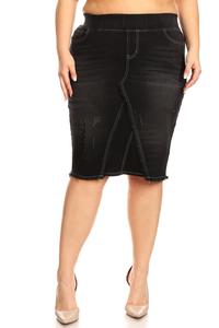 Callie Frayed Black Wash Denim Skirt