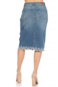 Scalloped Vintage Denim Skirt 227