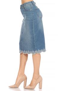 Scalloped Vintage Denim Skirt 227