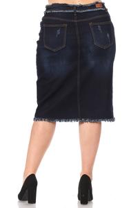 Freida Frayed Dark Indigo Denim Skirt