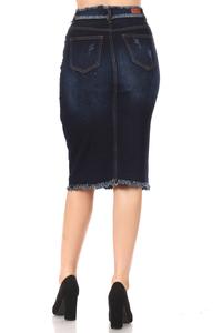 Freida Frayed Dark Indigo Denim Skirt