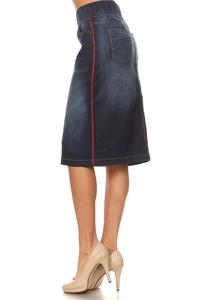 Callie Denim with Red Stripe Skirt